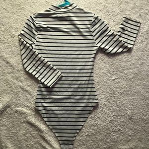 Black and white stripe body suit